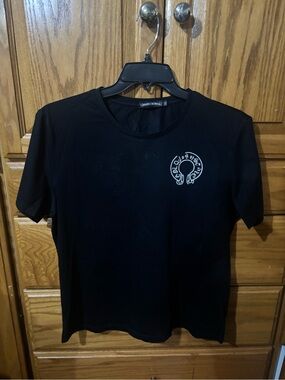 Chrome Hearts Black Tee with White Circular Logo